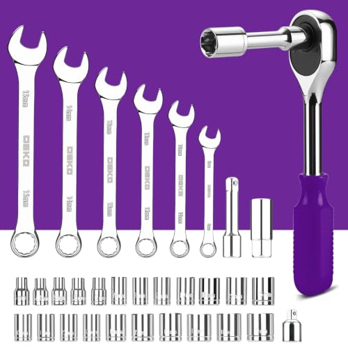 Image of DEKOPRO Tool Set: 228 Piece Home Tool Kit, Household Basic Repair Tool Set Comes with Storage ToolBox, Socket Wrench Set for Car, Hand Tool Box Set for Home - Purple