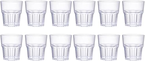 Luxshiny Vasos transparentes para beber, 12 unidades, acrílico para whisky, vasos irrompibles, vasos de cerveza, vasos de cóctel, vasos irrompibles,
