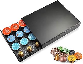 MeelioCafe Coffee Pod Storage Drawer, Storage Drawer for Nespresso, Dolce Gusto,Tchibo,Lavazza, 20 Capsule Capacity, Mesh Drawer Rack (Black)