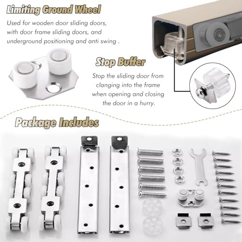 Sliding Pocket Door Hardware Kit - 3ft to 13ft Aluminum Barn Door Track System, Perfect for 2-4 Doors with Rollers - Silver Finish, Durable & Stylish Solution