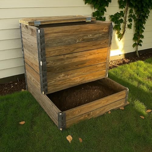 Composteur en Bois 600L en Douglas Classe 3 traité Marron avec Co...