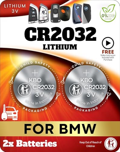 Key Fob Battery for BMW CR2032 (2 Pack) OEM Remote Replacement for X1 X3 X5 X7 3-Series 5-Series 7-Series Battery for Key Fob for BMW with Fitment Guide