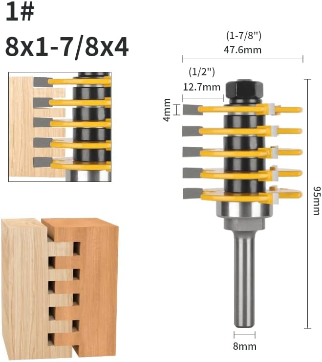 3 Teeth Box Finger Joint Router Bit Woodworking Milling Cutter for Wood Bit Face Mill End Mill (Color : 8x47.6x4)