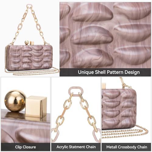 Gets Acrylic Clutch Purses for Women Marble Evening Clutch Bag Shell Pattern Purse Handbag for Wedding Cocktail Party Prom - Image 6