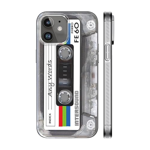 【Upgraded】【3D Version】 KIOMY Case for iPhone 12 Pro & for iPhone 12, 3D Effect Silver with Cassette Tape Design, Music Classic Retro 80’s Type IMD Laser Shockproof Silicone Protective Phone Cover Cool