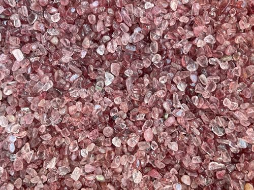 Image of GAF TREASURES 2 oz Lot Natural Semi Tumbled Gemstone Chips, Crushed Mini Crystals, Undrilled Crystal Chips (Strawberry)