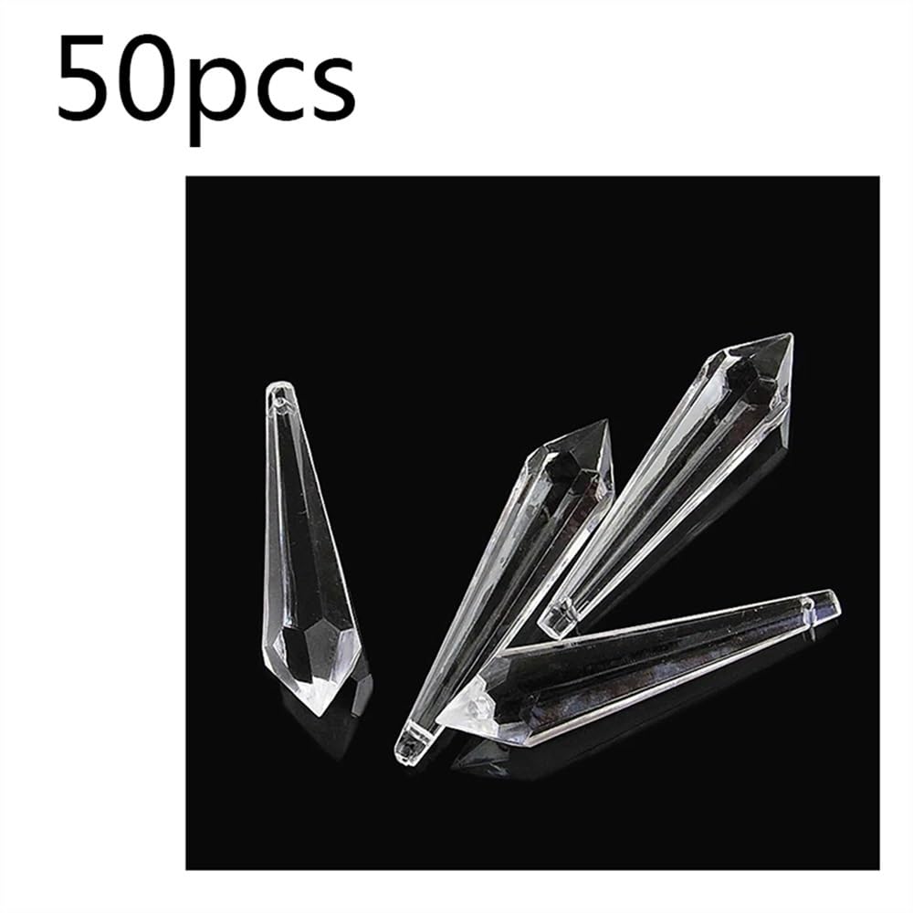 Hängekristalle Prismen 73MM 50PCS Acryl Kunststoff Kronleuchter Anhänger Eiszapfen U-Tropfen Prisma Anhänger for Dekor Hängekristalle Kristalle für Dekoration