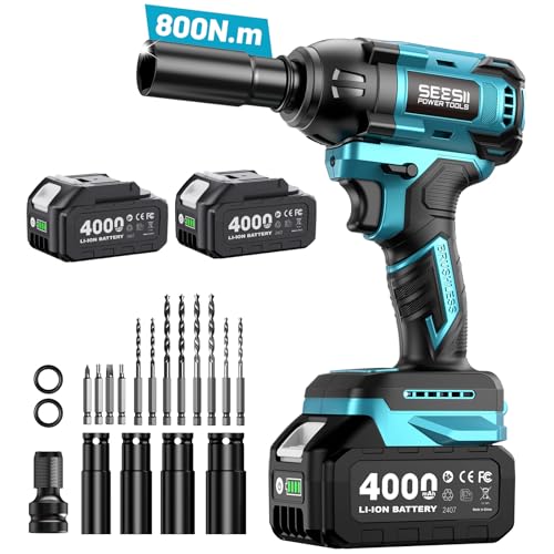 �y2025�V�^�zSEESII �d���C���p�N�g�����` �^�C������ 800N�Em ���� �C���p�N�g�����`+�d���h�����{�[�d���h���C�o�[��3in1�@�\ �u���V���X���[�^�[ ���^ �n�C�p���[ ������~���[�h ���i�ϑ� ���t�]���p 1/2�C���` LED���C�g 2��