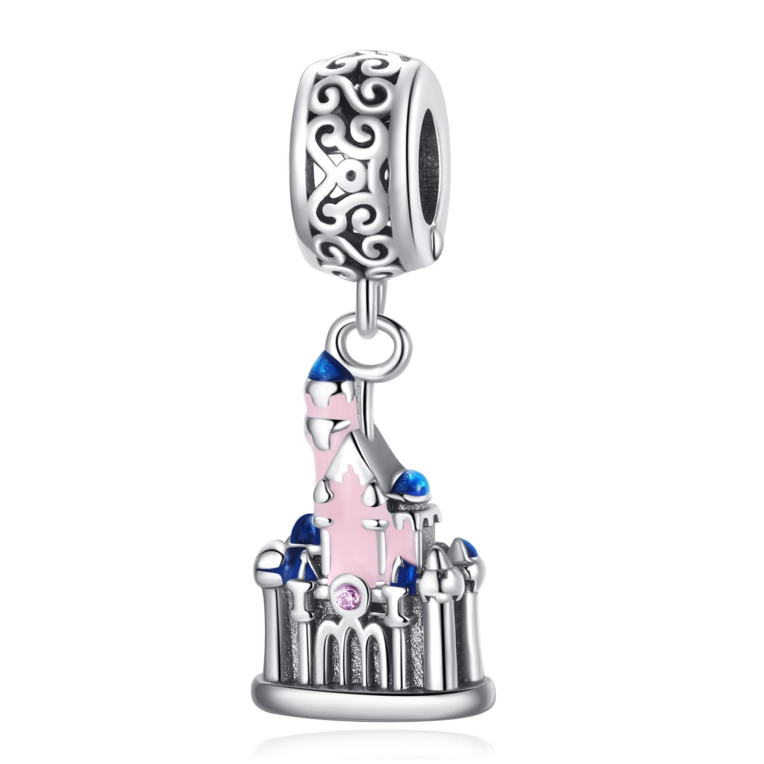 LaMenars 2022 Nuovo Cartone Animato Oceano Vetro di Murano Punto Charm per Le Donne Ciondolo in Argento Sterling 925 con Cubic Zirconia Fit Europe Regali per Le Donne Bracciale e Collana