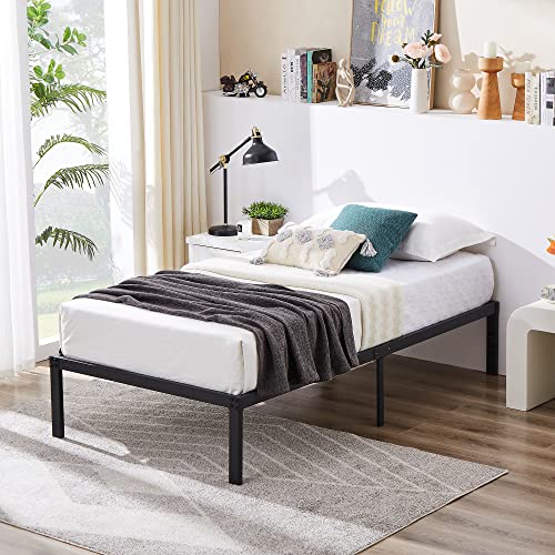 Vecelo 14 Inch Metal Platform Bed Frame,Heavy Duty Steel Slat/Noise Free&No Box Spring Needed/Easy Assembly Mattress Foundation, Twin Size (Black) #TOP4