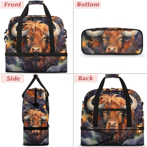 Large Weekender Overnight Bags Abstract Cow Galaxy Travel Duffel Bag for Women Men Gym Bags With Shoe Compartment Foldie Travel Tote Bag Carry On Personal Item Bag for Travel Gym Sports3
