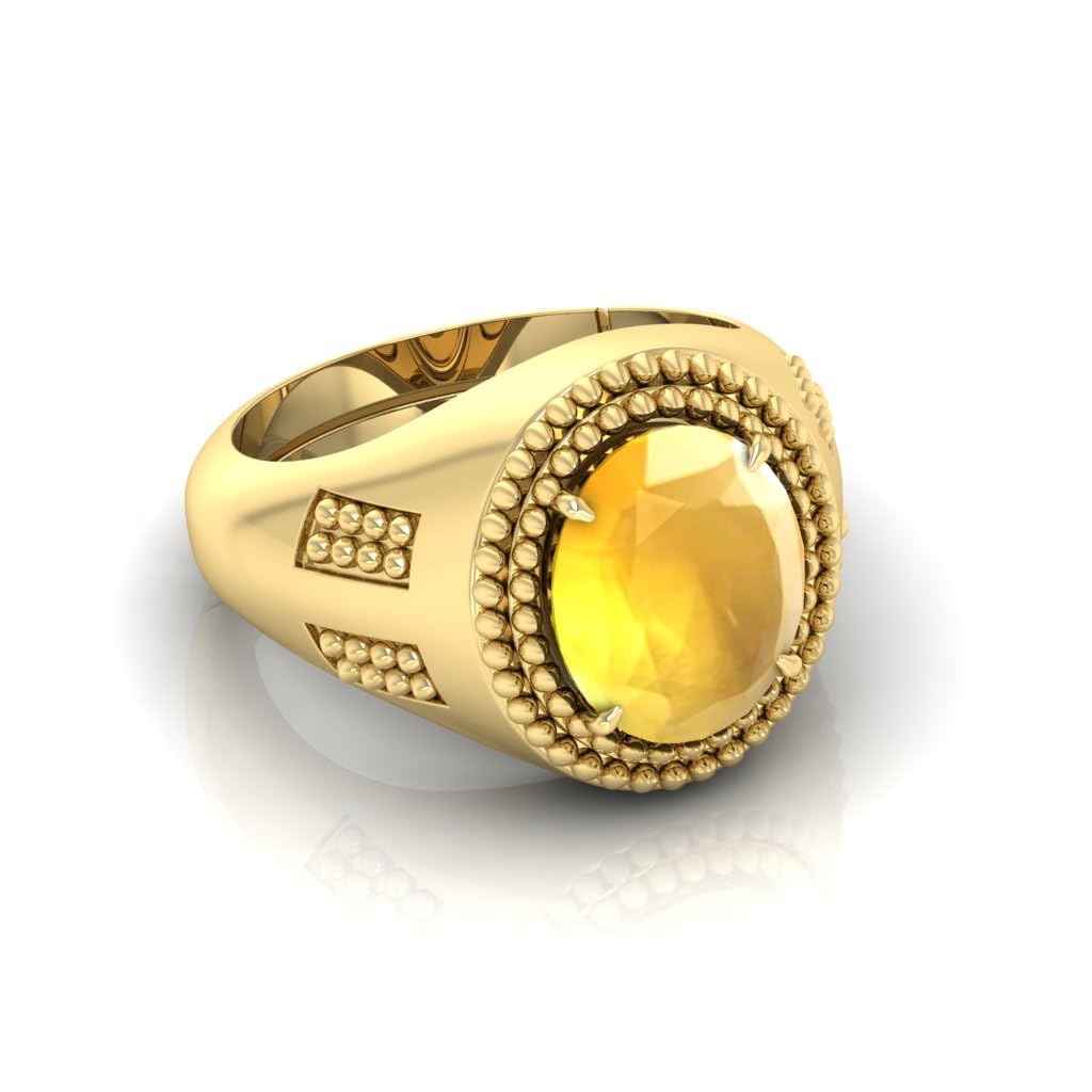 Bague saphir jaune naturel A+ et plaqué or d'exception
