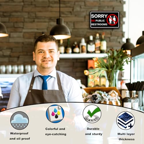 Image of Sorry No Public Restroom Signs, Self Adhesive Weatherproof UV Protected Vinyl No Public Bathroom Signs for Business Window Door