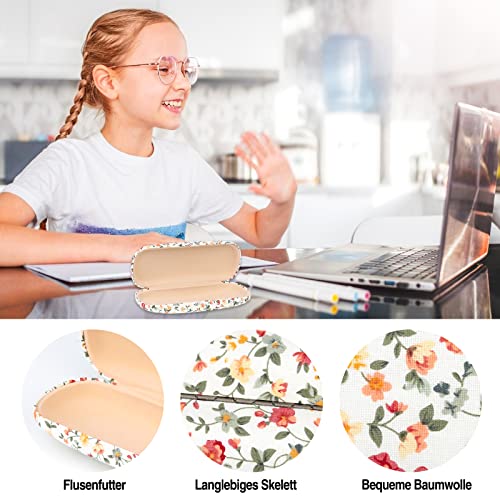 Xinda Lot de 2 étuis à lunettes rigides et portables en tissu à motif floral - Pour homme et femme - Pour lunettes myopie - Rose et blanc – vue 4