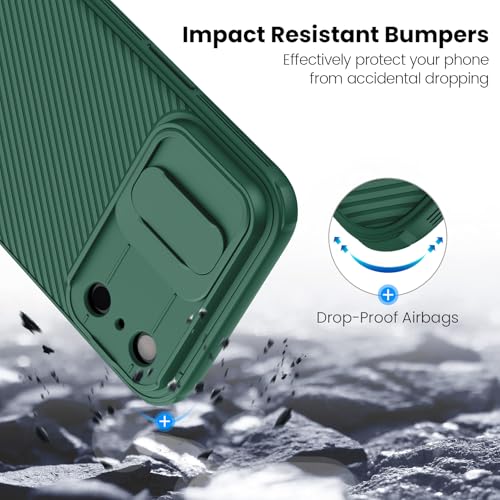 Image of Nillkin for iPhone 17 Pro Case with Slide Camera Cover, Thin Slim Fit, Shockproof Protective, Protector Privacy, Phone Case iPhone 17 Pro Camera Lens Protector 6.3 inch, Green