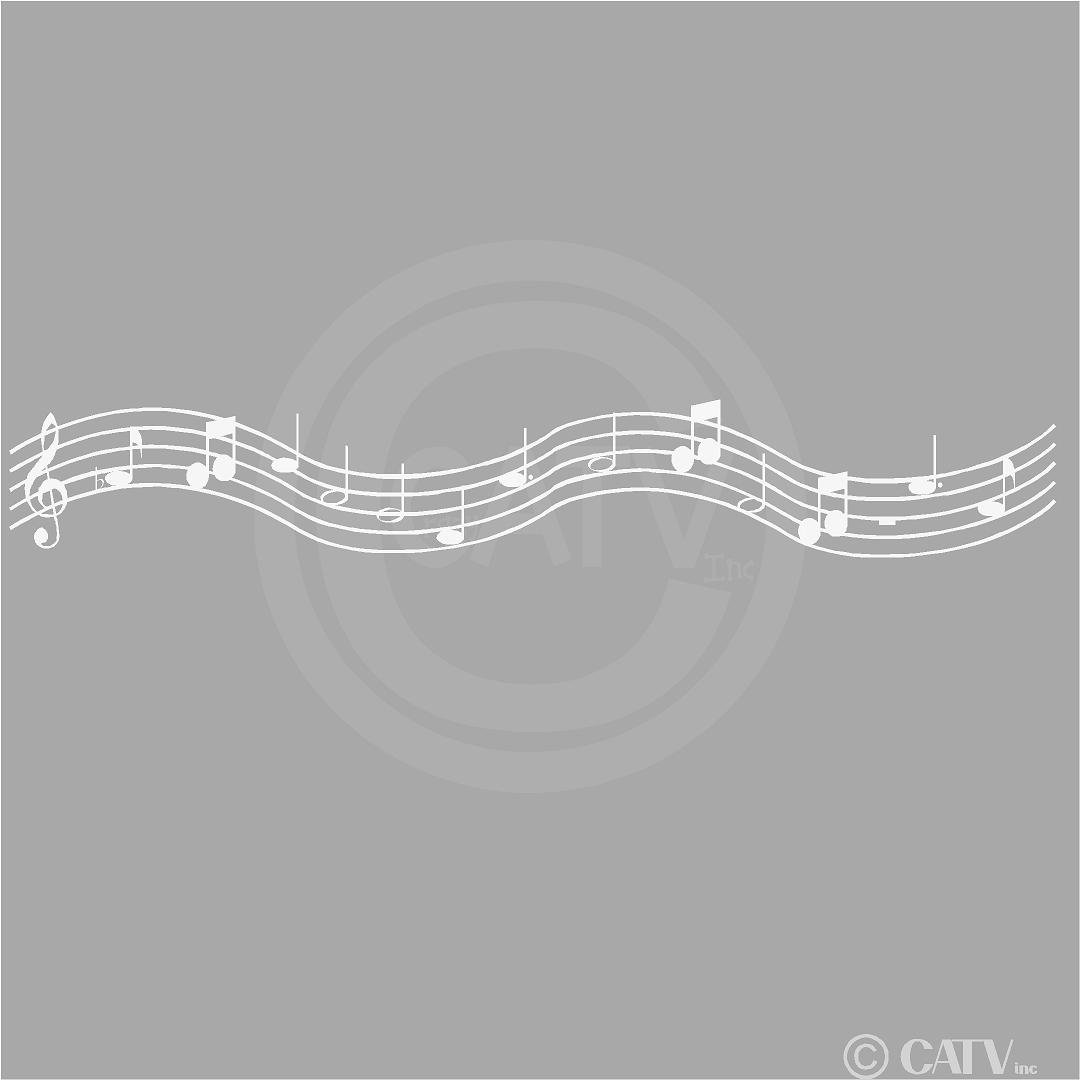 Wall Sayings Vinyl Lettering Musique Échelle avec des Notes en Vinyle Lettrage Autocollant Mural 6" H x 44" L Blanc