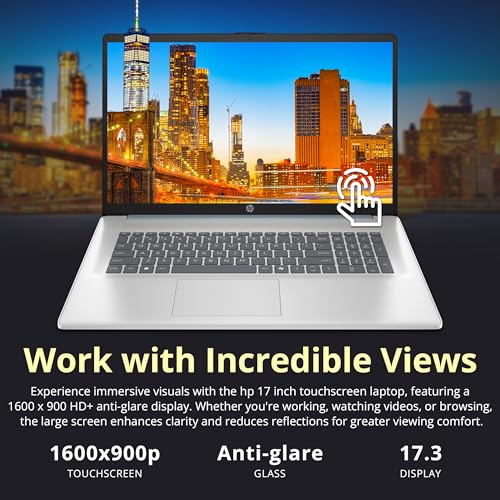 Image of HP 17.3 inch HD+ Touchscreen Laptop, Intel Ultra 7 255U, 32GB DDR5, 1.28TB Storage (1TB SSD+288GB Docking Station Set), Intel Graphics, Backlit Keyboard, Webcam, Wi-Fi 6, Win 11 Pro, Moonlight Blue