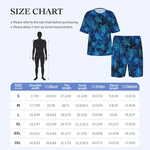 Pijama de tortuga marina para hombre ropa de dormir suave transpirable dos piezas 4