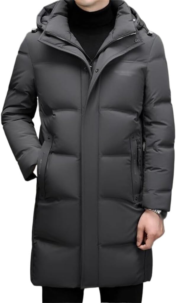 VIDI Middle-aged Winter White Duck Down Jacket Men In The Long Casual Hat Thick Warm Coat