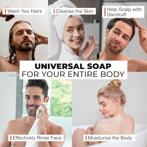 Bossman 4-in-1 Charcoal Soap Bar (4 oz) – Bar Soap for Men – All-Natural Beard Wash, Shampoo, Body Wash & Shaving Solution – Lavender & Patchouli Scent