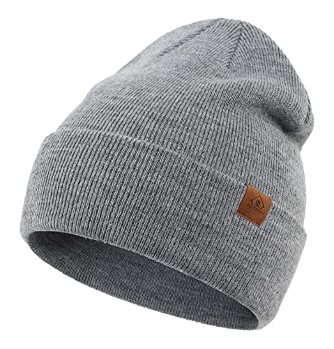 Image of Home Prefer Mens Winter Hats Acrylic Knit Cuff Beanie Cap Warm Womens Beanie Hat