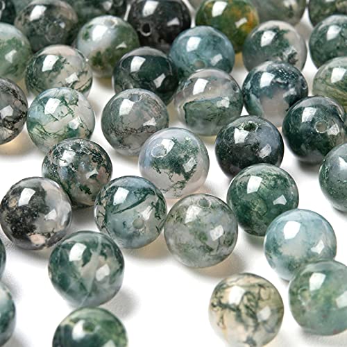 BEEFLYING Natural Moss Agate Round Beads Crystal Gemstone Semi Precious Round Loose Spacer Beads for Jewellery Making DIY Bracelet Necklace Crafts (100Pcs - Image 4