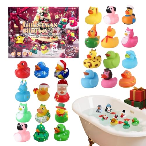 Patos de Navidad - Calendario de Adviento de 24 Días con Patos de Baño - Detalles Festivos Juguetes Para Bañera Niños Niñas Regalos Divertidos