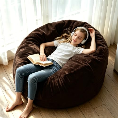 Image of Memory Foam Bean Bag Chair for Adults, 4FT Coffee