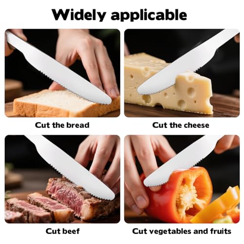 YEXEXINM 160-Piece Stainless Steel Dinner Knife Set: 8.7 Inch Serrated Table Knives, Perfect for Home, Restaurant, and Large Gatherings - Thumbnail 3