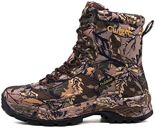 cungel Men\'s Hunting Boot 8-INCH Camouflage Timber Waterproof Hunter Shoes Forest Boots Jungle Anti-Slip Lightweight Breathable Durable Fishing Hiking Working Field Hunting(Leaves camo,11) - Thumbnail 2