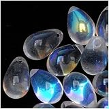 Jablonex Czech Glass Beads 9mm Drop Crystal Clear AB (50)