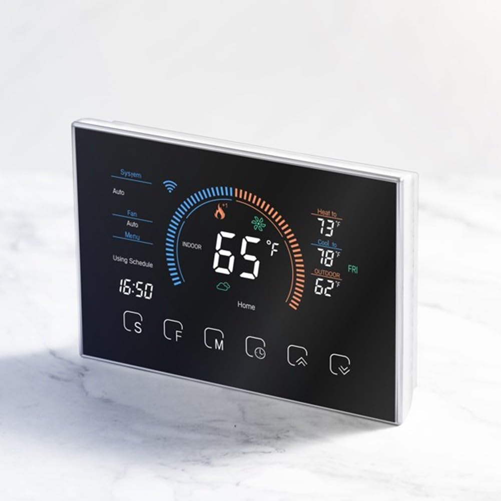 Programmierbares digitales Thermostat für Wärmepumpen, WLAN-Raumregler mit 4,3-Zoll-Vollfarbbildschirm, App- und Sprachsteuerung, kompatibel mit