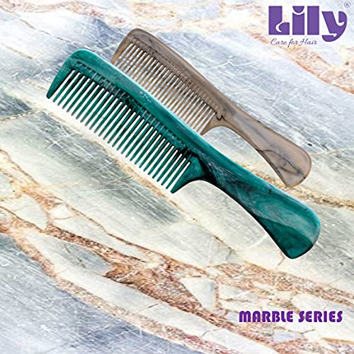 Image of LILY Men's /Women's Grooming Marble Handle Hair Combs, Pack of 3