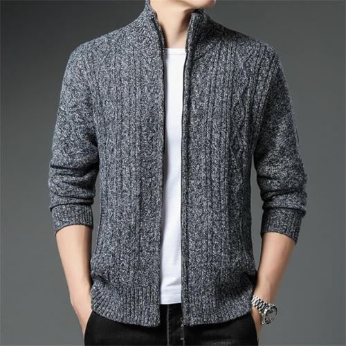 Men Mandarin Collar Sweaters Cardigan Winter Thick Warm Knitted Cardigan Sweater Causal Overcoat2
