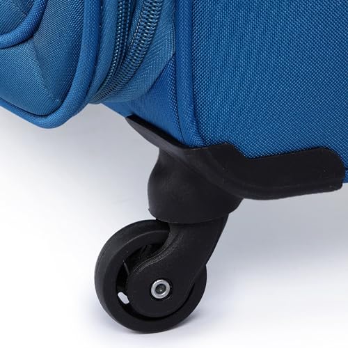 Image of American Tourister Apolo 81 cms Check-in Polyester Soft Sided 4 Spinner Wheels Luggage /Suitcase /Trolley Bag (Blue)