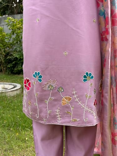 Image of VredeVogel Women's Viscose Silk Blend Straight Kurta Pant Set with Printed Dupatta for Festive & Casual Ethnic Kurta Sets