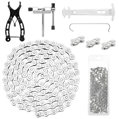 Cadena Bicicleta 6/7/8 Velocidades, Cadena de Bicicleta de Montaña Juego con Alicate de Eslabón de Bicicleta y Cortador, para Mountain Bike, Sportbike, Varios Bike