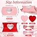 JarThenaAMCS 50Pcs Valentine's Day Treat Boxes with Gift Tags Cotton Rope Red Pink Pillow Boxes with Heart PVC Window Gift Paper Container for Sweets Chocolate Birthday Wedding Party