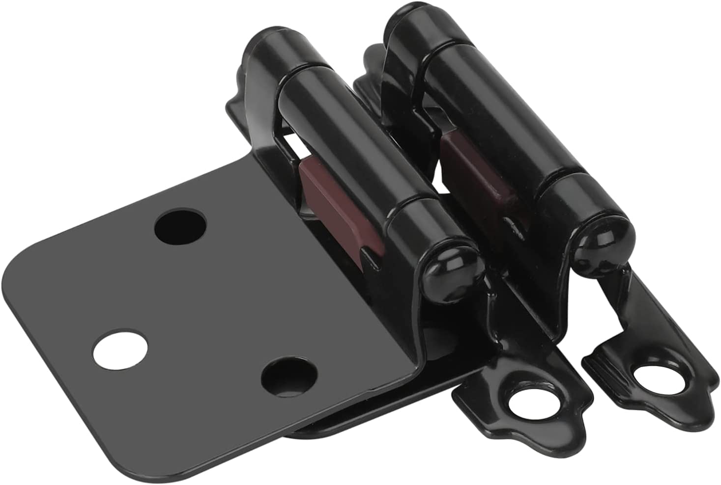 goldenwarm 6 Units（3 Pairs） Overlay Cabinet Door Hinges Black Kitchen Cabinet Hinges Face Mount Cabinet Hardware Hinges Black Self Closing Hinges for Kitchen Cabinets Doors