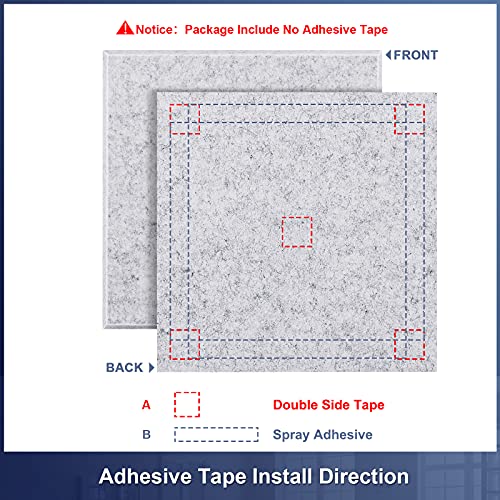 Upgraded 12 Pack Acoustic Panels Sound Proof Foam Panels Sound Proof Padding, 12"X12"X 0.4" High Density Bevled Edge Sound Panel, Idea for Acoustic Treatment & Wall Decoration (Grey) - Thumbnail 4