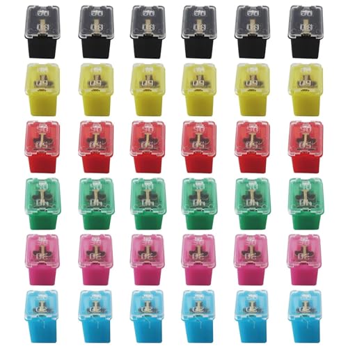 Kit de fusibles para automóvil, 36 piezas, formato bajo (low profile), fusibles automotrices para camionetas, camiones, RV y SUV (20 A / 30 A / 40 A / 50 A / 60 A / 80 A, 6 piezas cada uno) miniatura 1