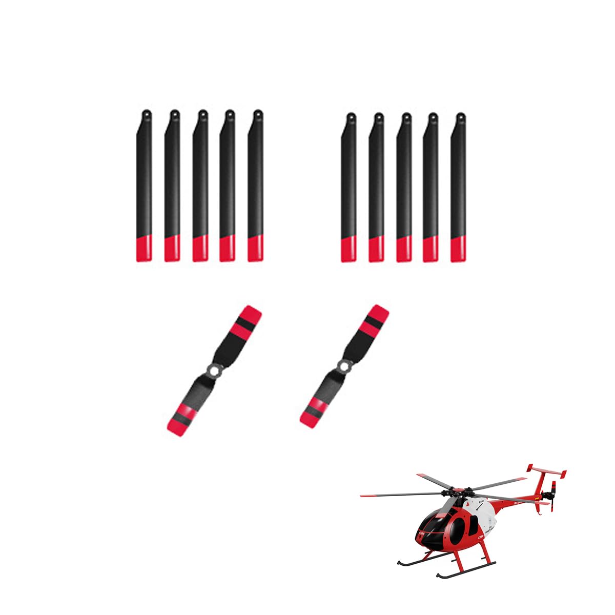WDDSPSH 2 Pairs of Main Rotor Blades for RC Helicopter C138 C190 C189 C186 C032 C123 C129 V2 K127 K170 (C189 Red)