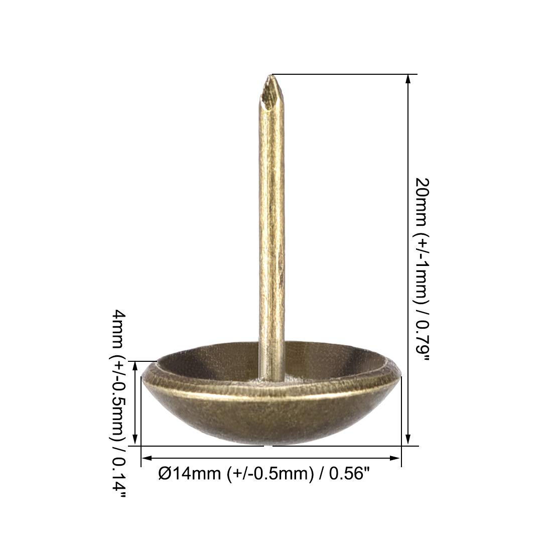 50 Pcs Antique Bronze Upholstery Nails - 14mm Round Head Tacks For Furniture DIY