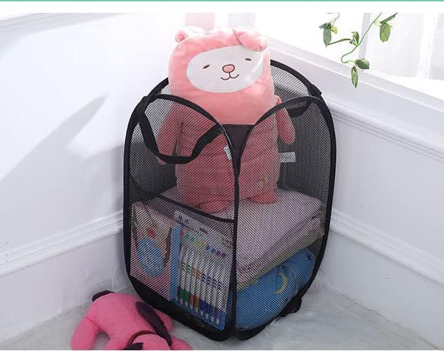 Miniatura 6 de 2 cestas de lavandería, cestas de lavandería desplegables, cestas de malla plegables (cada una con 2 asas reforzadas), color azul