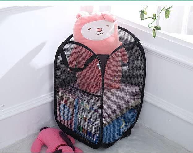 Image of 2 pop-up Laundry Hamper，Foldable mesh Laundry Baskets (Each with 2 Reinforced Handles)