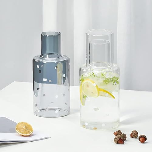 Miniatura 5 de Simple - Jarra de agua nocturna de cristal con vaso, jarra y taza de noche, transparente, 33 onzas