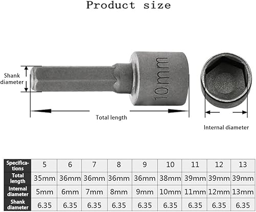 Miniatura 2 de 9 piezas de herramientas de taladro de tuercas eléctricas, SAE y métrico, juego de brocas de cabeza hexagonal de 14 pulgadas, juego de