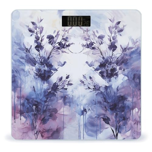 Báscula digital de baño con pintura abstracta lavanda miniatura 1