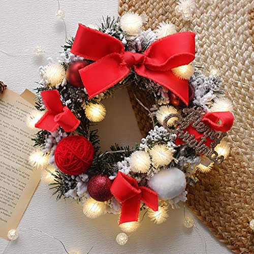 Couronnes de Noël pré-éclairée avec pommes de pin décoration d'intérieur lumineuse pour porche