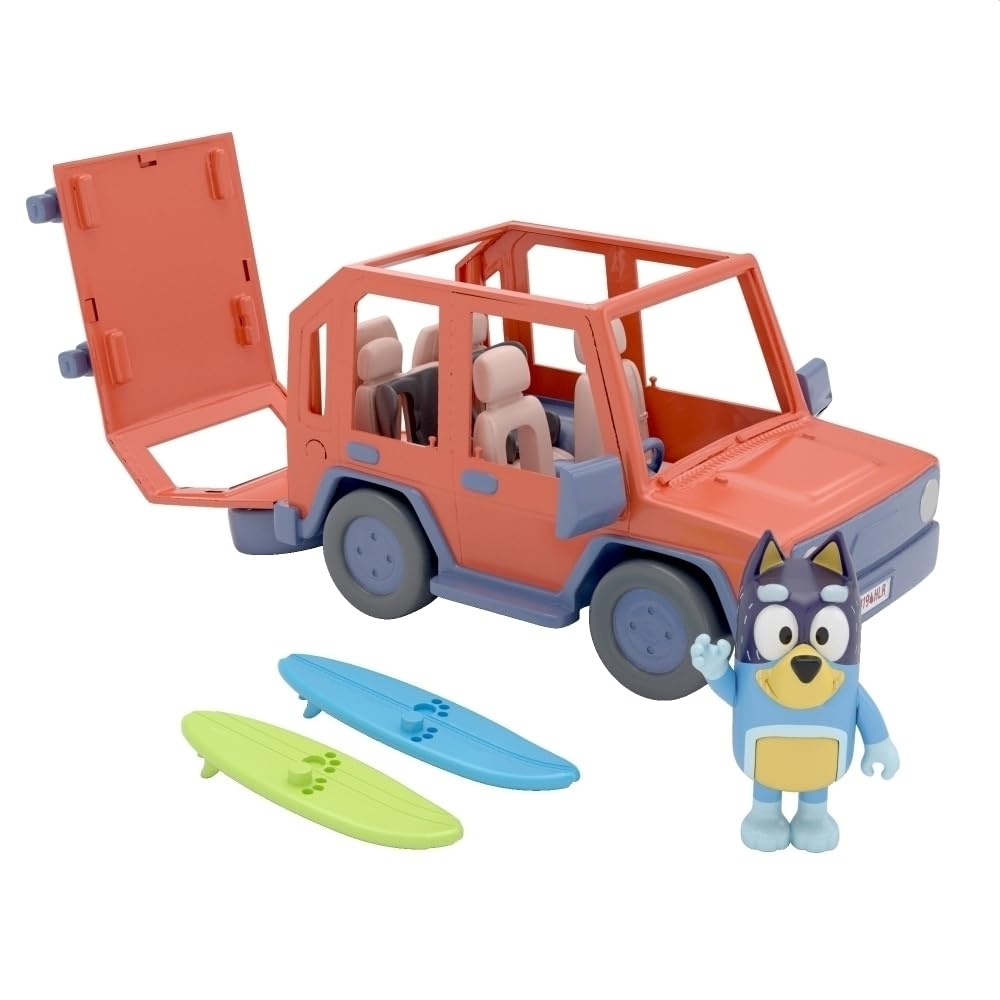 Bluey: Heeler Family Car with Bandit Figure: 1 Vehicle with Space for 4 Figures - Official Bluey Collectible Item